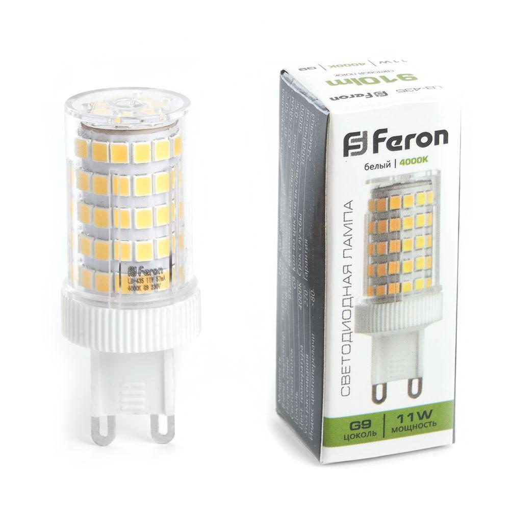 38150 Лампа светодиодная G9 11W 4000K прозрачная Feron LB-435