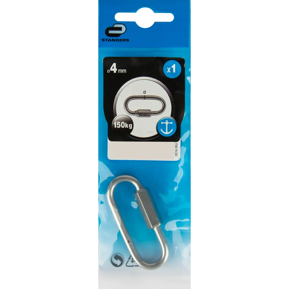 Карабин Standers, винтовой, нержавеющий, 4 мм, 150 кг STLM-2093759 - Вид №1