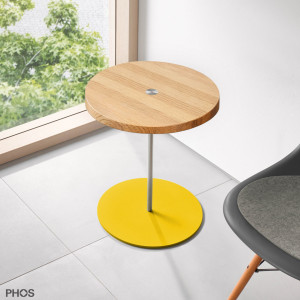 BT400-Eiche-BPGe Приставной столик, высота 40 см, столешница из дуба, основание желтое PHOS
