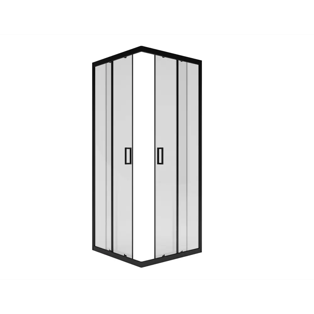 МЕТАКАМ Душевой уголок квадратный 80×80 см с черным профилем и стеклянными створками 89361541 STLM-0968051 - Вид №2