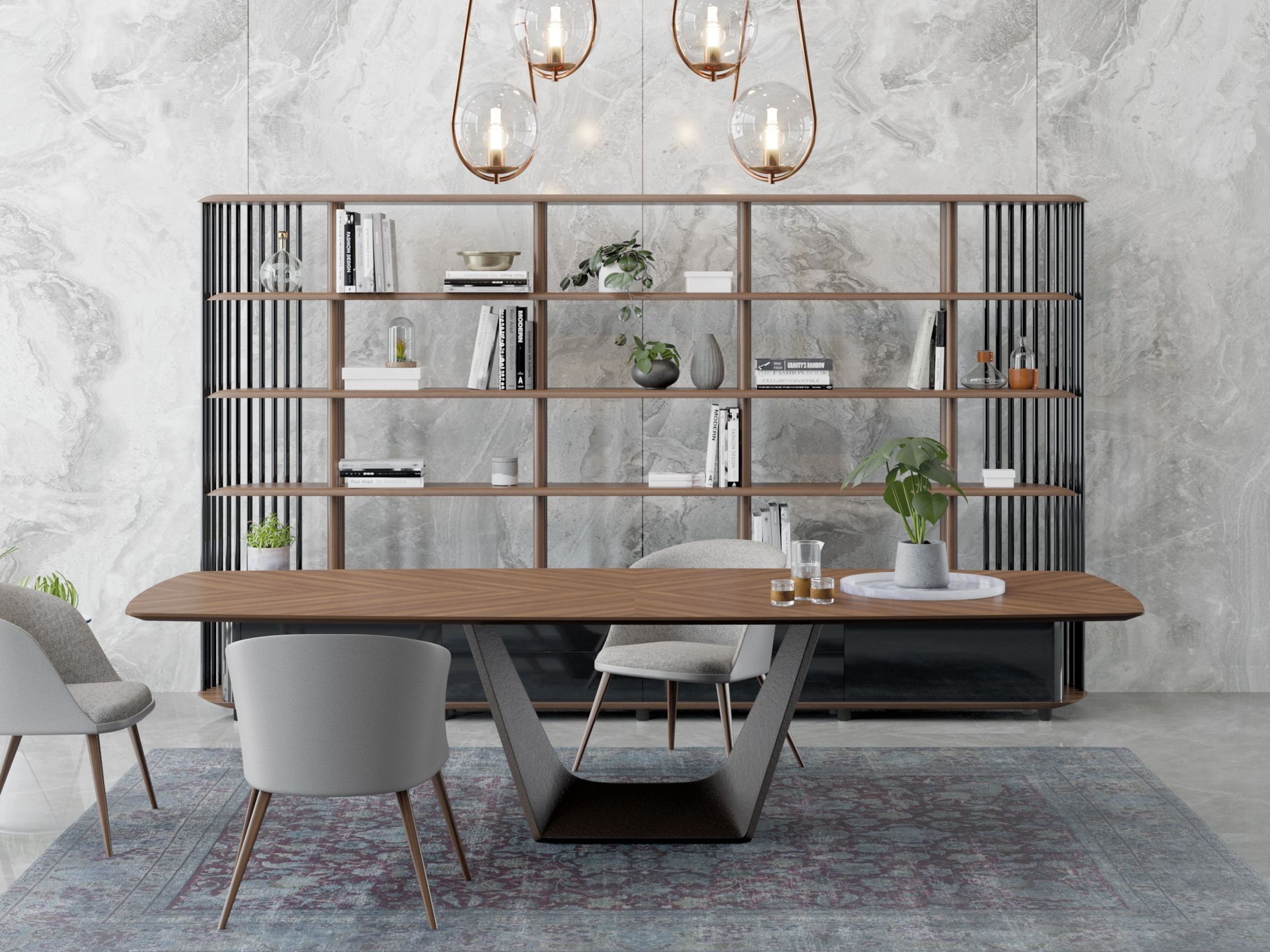 Отдельно стоящая деревянная облицованная стена с подставкой для телевизора Ersa ECLIPSE ARCH-00068121 - Вид №3