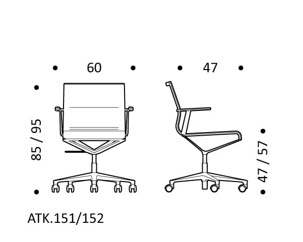 5 спиц подлокотник ткань поворотный операционный стул офис ICF Stick Chair ARCH-00098500 - Вид №6