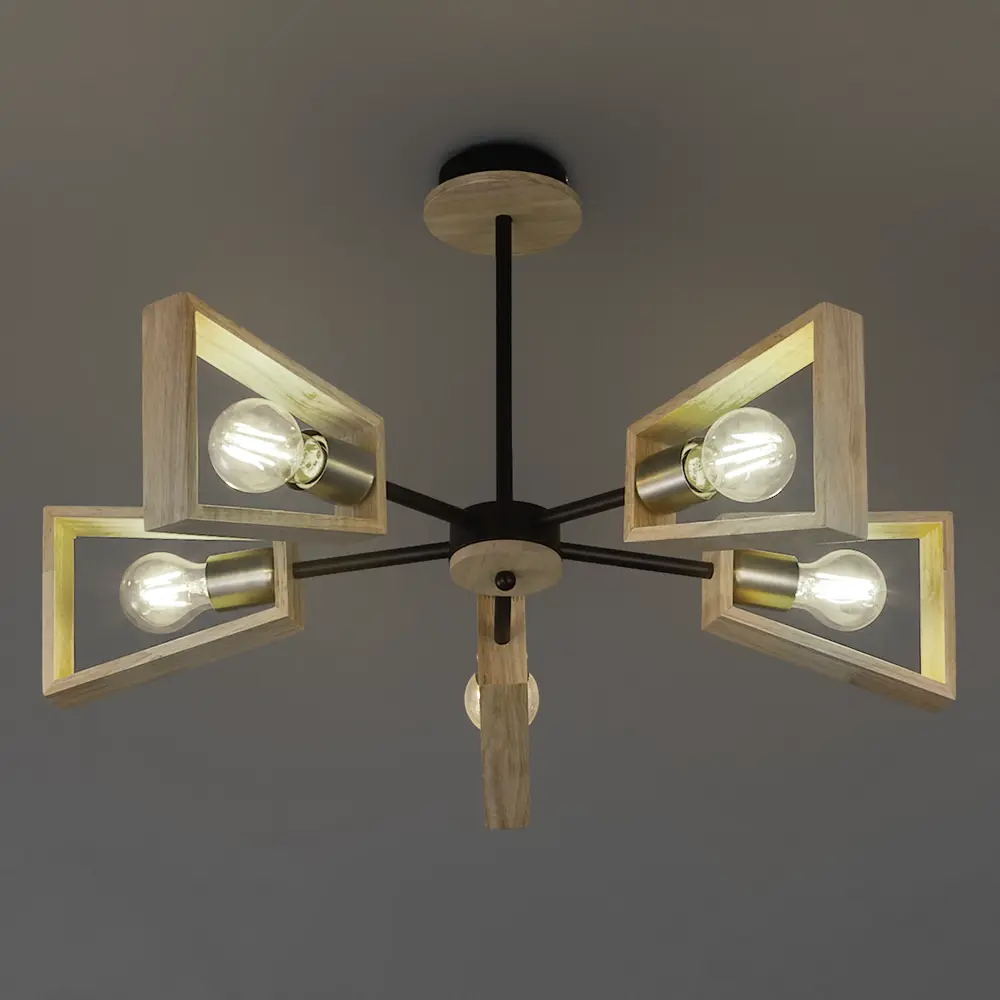 Люстра потолочная СЕМЬ ОГНЕЙ Шерлас - элегантное черно-золотое освещение для гостиной 85243318 STLM-0060374 - Вид №2