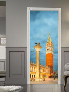 90225093 Наклейка интерьерная на дверь "Площадь Сан-Марко в Венеции, Италия рано утром" самоклеящаяся 80х200 см STLM-0138901 МЕЧТАТЕЛЬ ДИЗАЙН