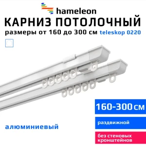 Карниз для штор двухрядный Hameleon 0220-0220-1-160-300 300 см алюминий цвет белый