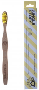 535808 Детская зубная щетка, бамбуковая, с мягкими щетинками, желтая Jungle Story