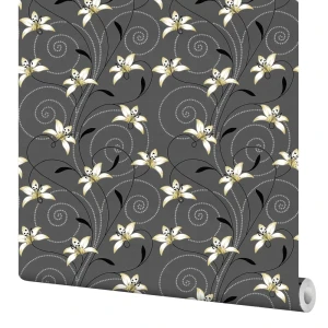 Обои флизелиновые Vilia Вояж чёрные 1.06 м 1145-22