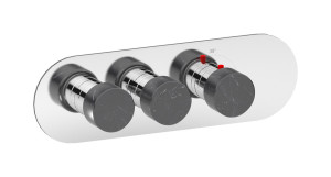 EUA222SRNMR_2 Комплект наружных частей термостата на 2 потребителей - горизонтальная овальная панель с ручками Marmo IB Aqua - 2 потребителя