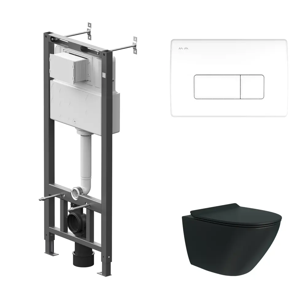 Комплект инсталляции AM.PM Tech с унитазом безободковым Teymi Tiko клавиша AM.PM Tech M белая STLM-2208022