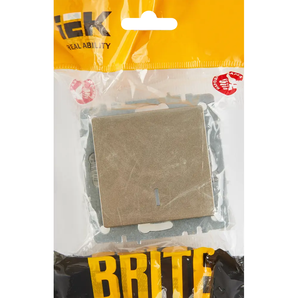Выключатель встраиваемый IEK Brite 1 клавиша с индикатором цвет шампань STLM-2123616 - Вид №4