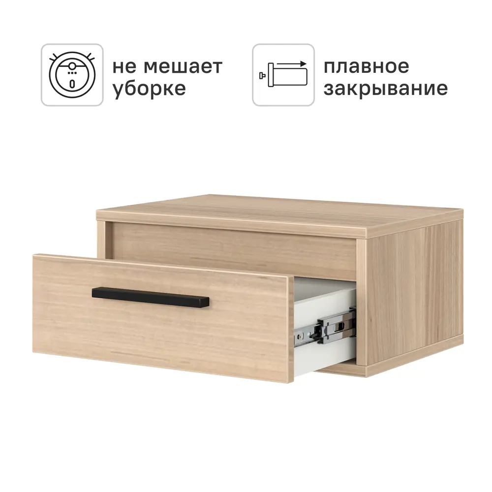 Тумба прикроватная подвесная Лион 45x20x30 см ЛДСП цвет дуб комано Santreyd STLM-2106192 - Вид №1