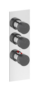 EUA211OONMR_2 Комплект наружных частей термостата на 2 потребителей - вертикальная прямоугольная панель с ручками Marmo IB Aqua - 2 потребителя