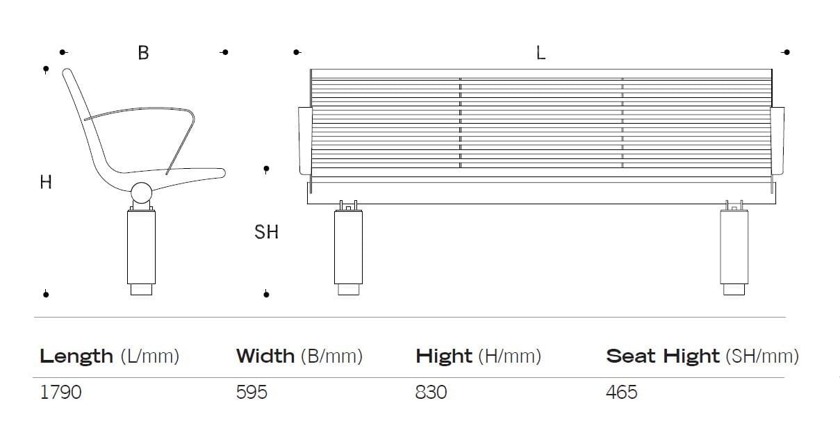 Скамья из нержавеющей стали с подлокотниками BENKERT BANKE Siardo ARCH-00064464 - Вид №4