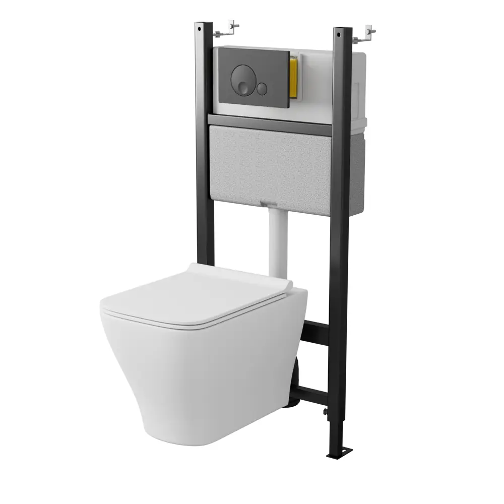 Комплект инсталляция с унитазом Aster безободковый с микролифтом клавиша Globe Soft-Touch цвет черный Santreyd STLM-2170365