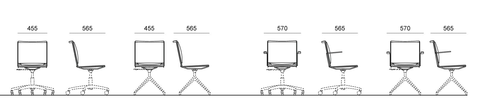 Офисное кресло с регулируемой высотой из полипропилена с 4 спицами Diemmebi S'mesh ARCH-00040827 - Вид №1
