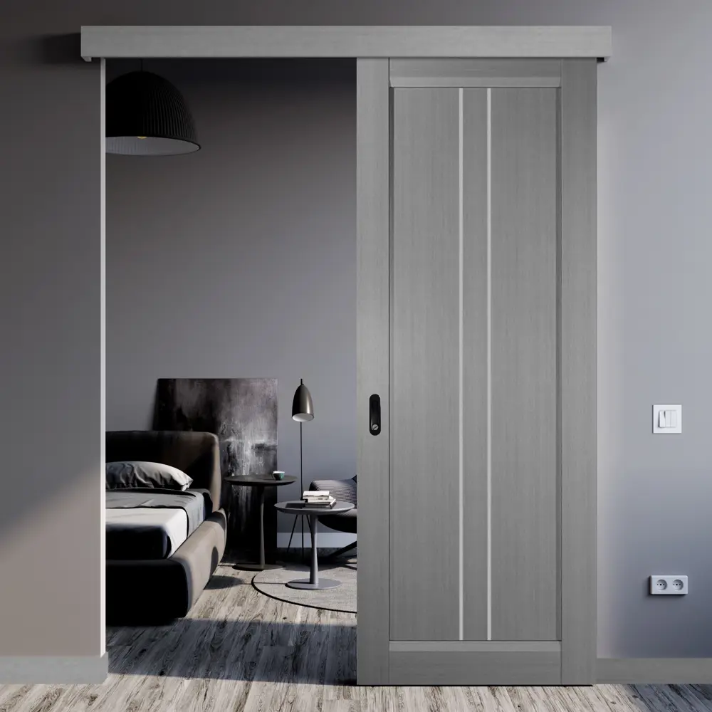 Дверь межкомнатная глухая Челси 80x200 см финиш бумага цвет сильвер с замком BELWOODDOORS STLM-2004811 - Вид №1