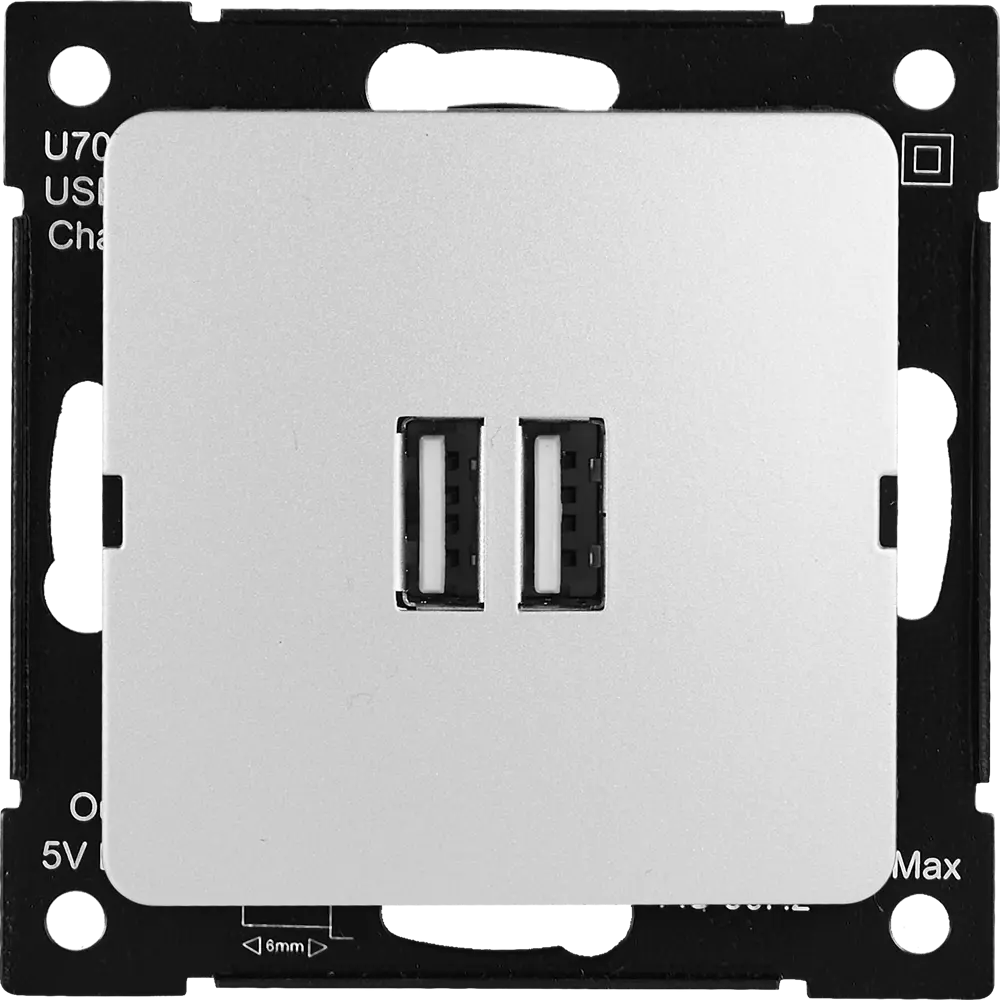 Розетка Hegel USB встраиваемая 3.4 А цвет серебро STLM-2180198