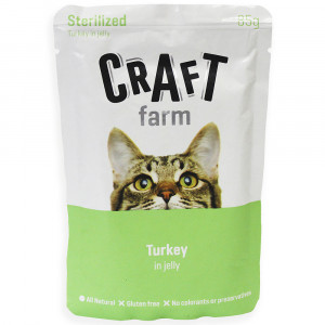 ПР0055980*12 Корм для кошек для стерилизованных, индейка в желе пауч 85г (упаковка - 12 шт) CRAFT FARM