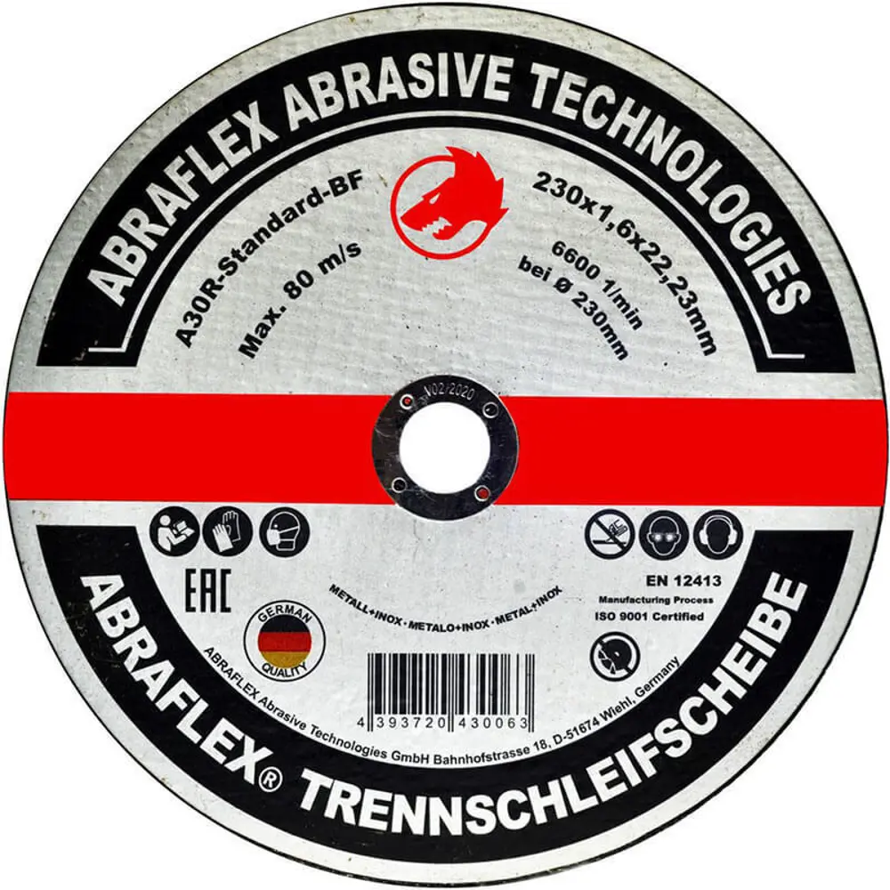 Диск отрезной по нержавеющей стали тип 41 Abraflex 230x22.2x1.6 мм 82283099 STLM-2107146 