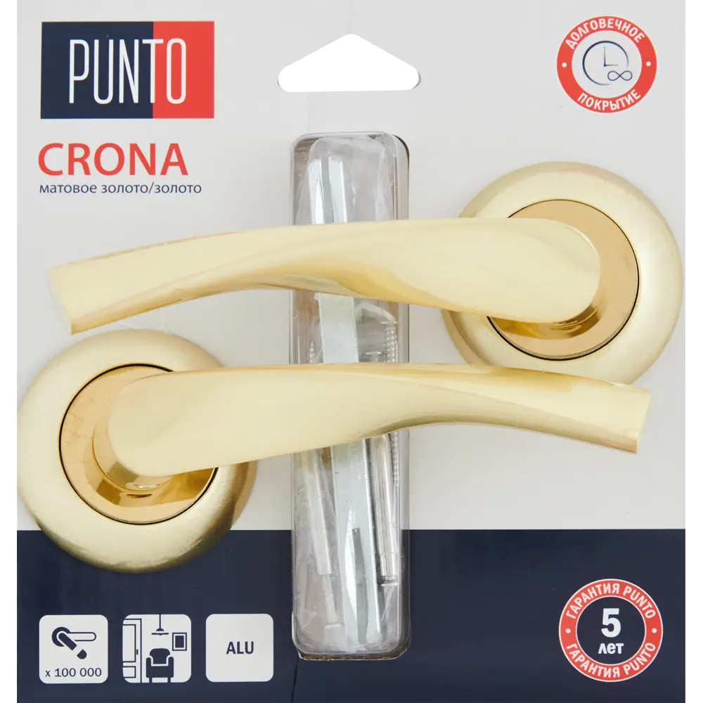 Дверные ручки Punto Crona без запирания цвет матовое золото STLM-2083105 - Вид №3