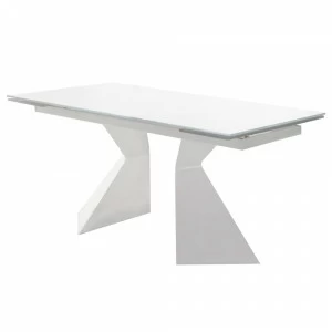 Обеденный стол раздвижной белый со стеклом 160-220 см Finestra ESF GRANDE 044042 Белый