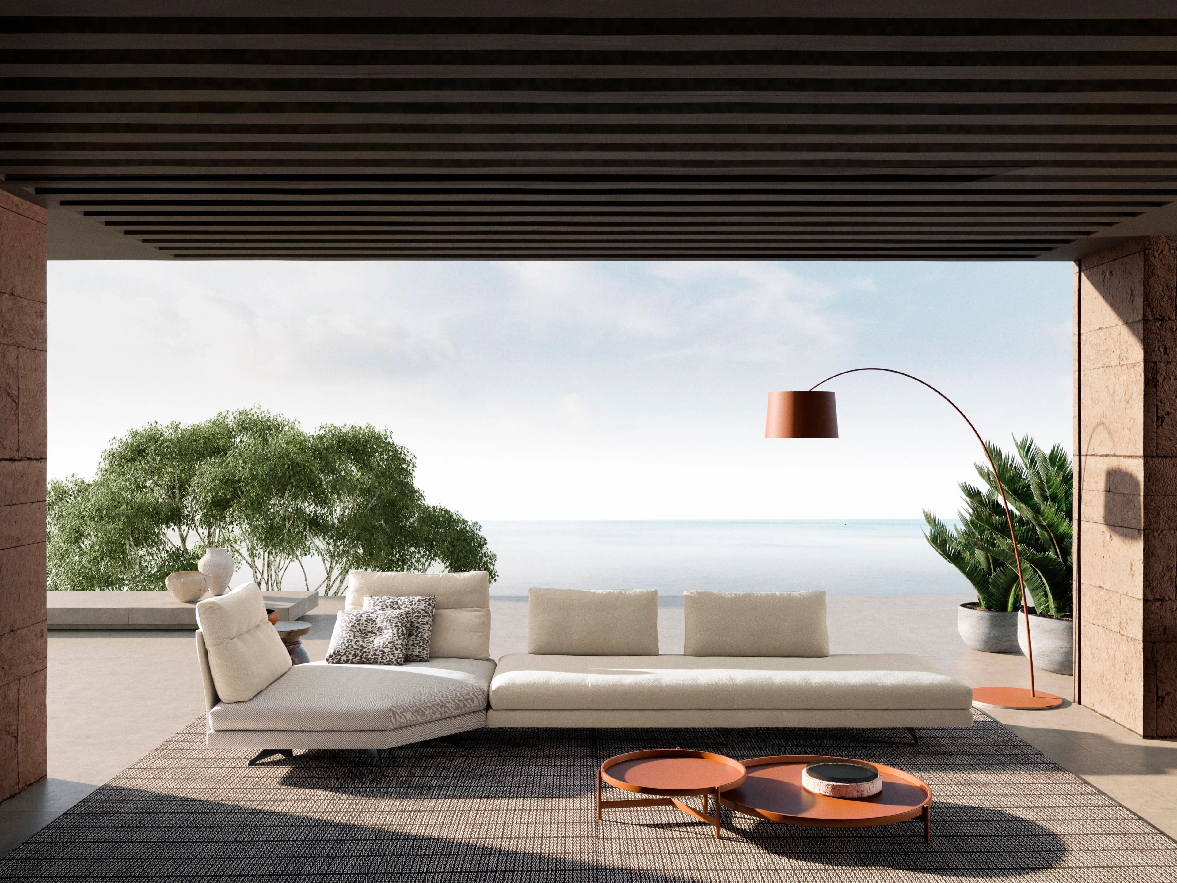 Угловой садовый диван из ткани VALENTINI камень ARCH-00127840 - Вид №10