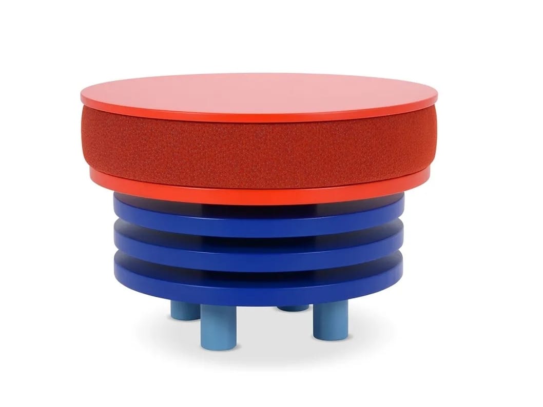 Круглый мягкий журнальный столик с лакированной столешницей из МДФ Adrenalina Roche ARCH-00149658