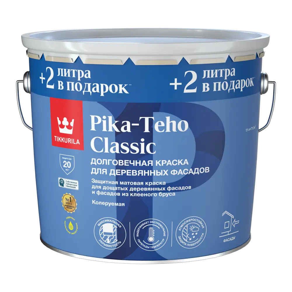 Краска для деревянных фасадов Tikkurila Pika-Teho Classic матовая цвет белый база А 11 л 89381177 STLM-2105090 