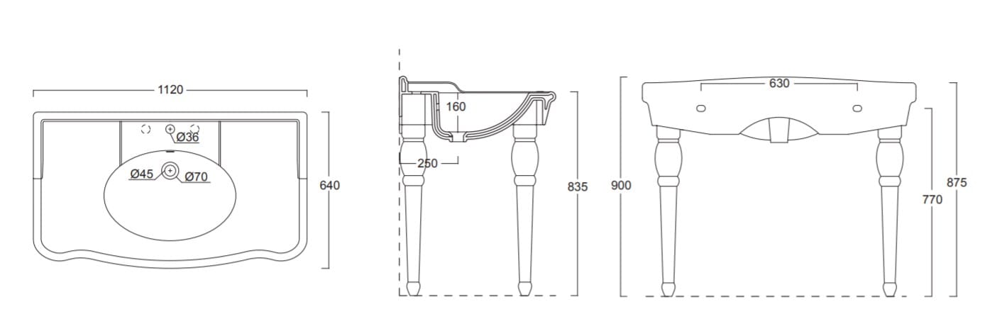 Керамическая прямоугольная консольная раковина Alice Ceramica ARCH-00119578 - Вид №4