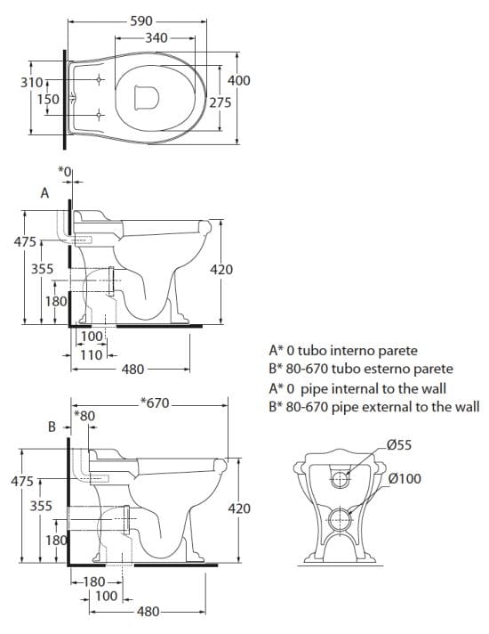 Напольный керамический туалет с внешней кассетой Park Avenue Crown ARCH-00015069