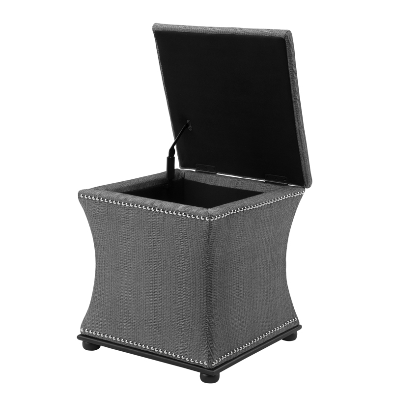 Пуфик с ящиком квадратный черный 47 см Austin от Eichholtz EICHHOLTZ ДИЗАЙНЕРСКИЕ, EICHHOLTZ 061292 Серый  - Вид №1