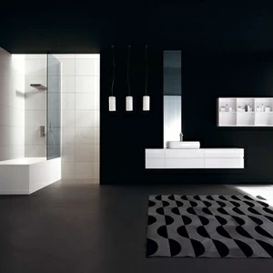 Комбинация ванной комнаты KU 56 в отделке Ring 60 Ceramic / A10 Carrara / L41 Bianco MILLDUE KUBIK