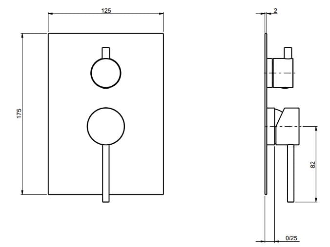 Смеситель для душа с 2 отверстиями из нержавеющей стали с пластиной Rubinetterie Frattini Pepe XL 316 ARCH-00134505 - Вид №2