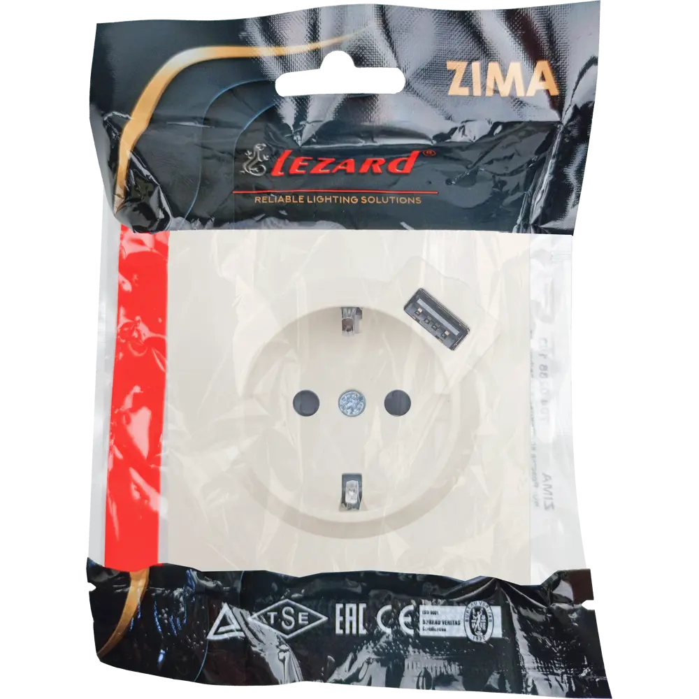 Розетка USB разъем встраиваемая Lezard Zima с заземлением цвет слоновая кость STLM-2201405 - Вид №5