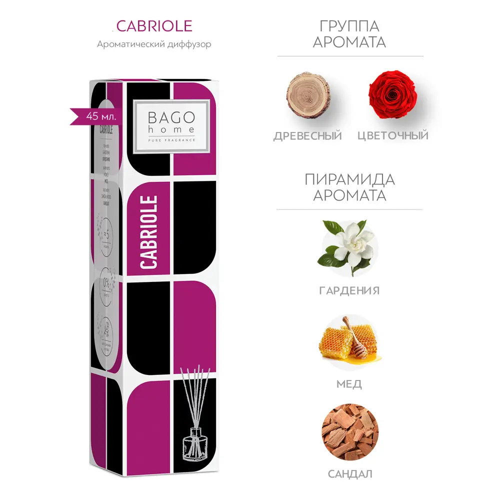 Ароматический диффузор Bago Home Cabriole 45 мл STLM-2053550 - Вид №1