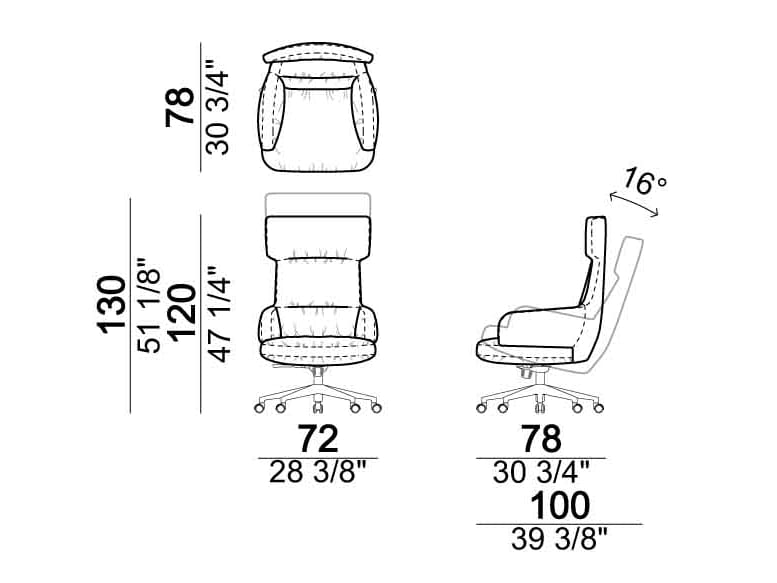 5-спицевое кожаное вращающееся офисное кресло с высокой спинкой Arketipo FORBES ARCH-00023522 - Вид №5