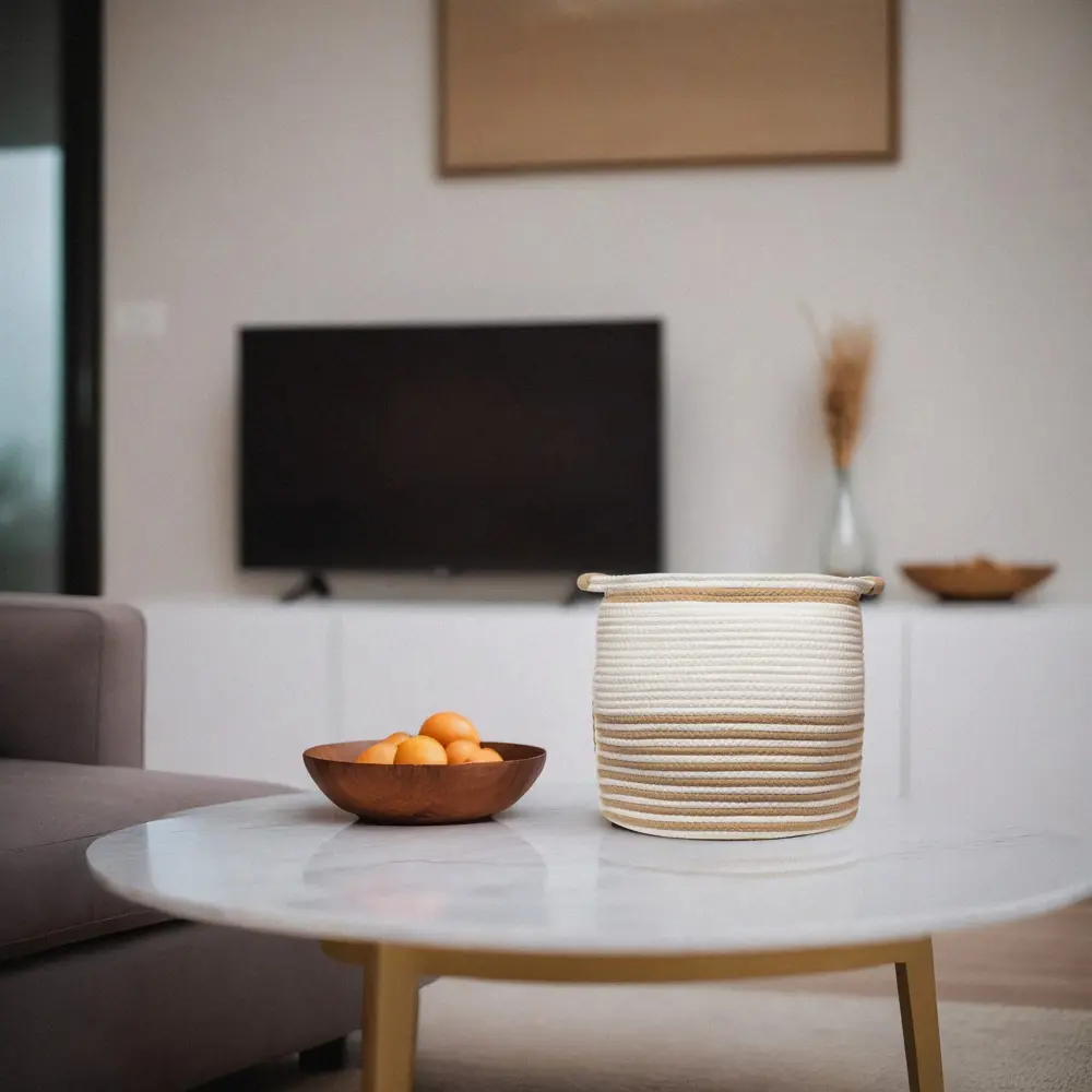 Корзина для хранения 30x35x30 см хлопок бело-коричневый Santreyd нет STLM-2083169 - Вид №3