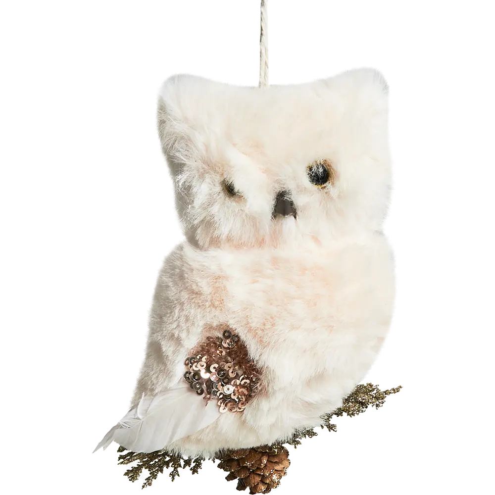 87036497 Елочная игрушка Сова 13x8 цвет бежевый STLM-1532247 Santreyd 
