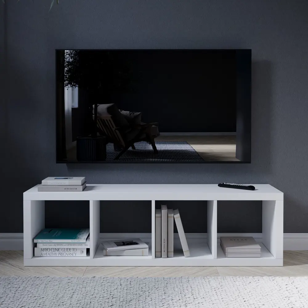 Стеллаж Konsensa Руан белый - 4 открытые секции для систематизации пространства 89410091 STLM-1567038