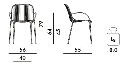 Стул для сада из оцинкованной стали с подлокотниками Kartell Hiray ARCH-00064814 - Вид №49
