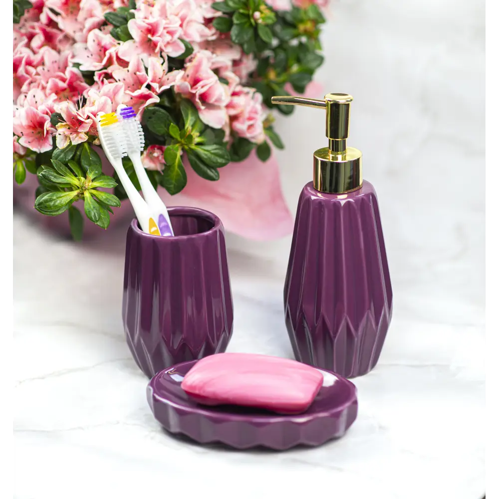 Мыльница Purple керамика цвет фиолетовый PROFFI HOME STLM-2109493 - Вид №3