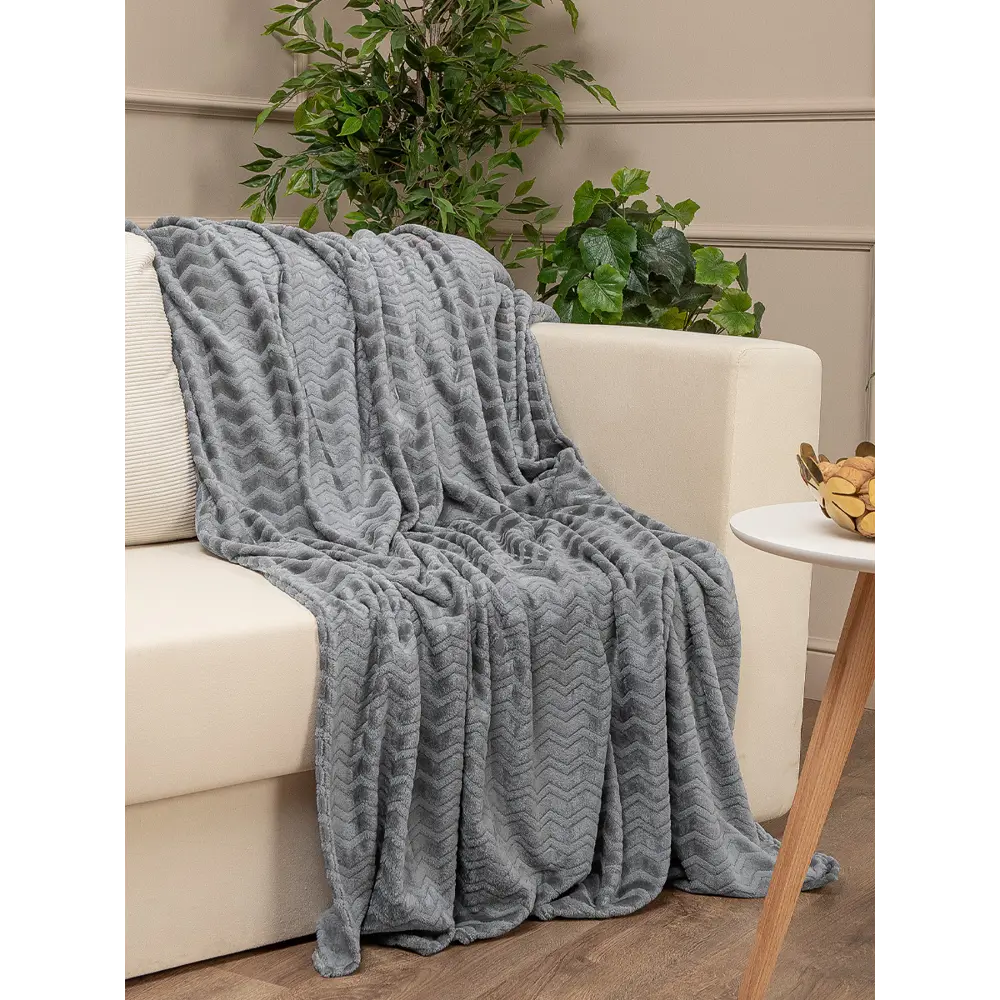 Плед Зигзаг 200x220 см фланель цвет серый TEXREPUBLIC STLM-2047154 - Вид №6