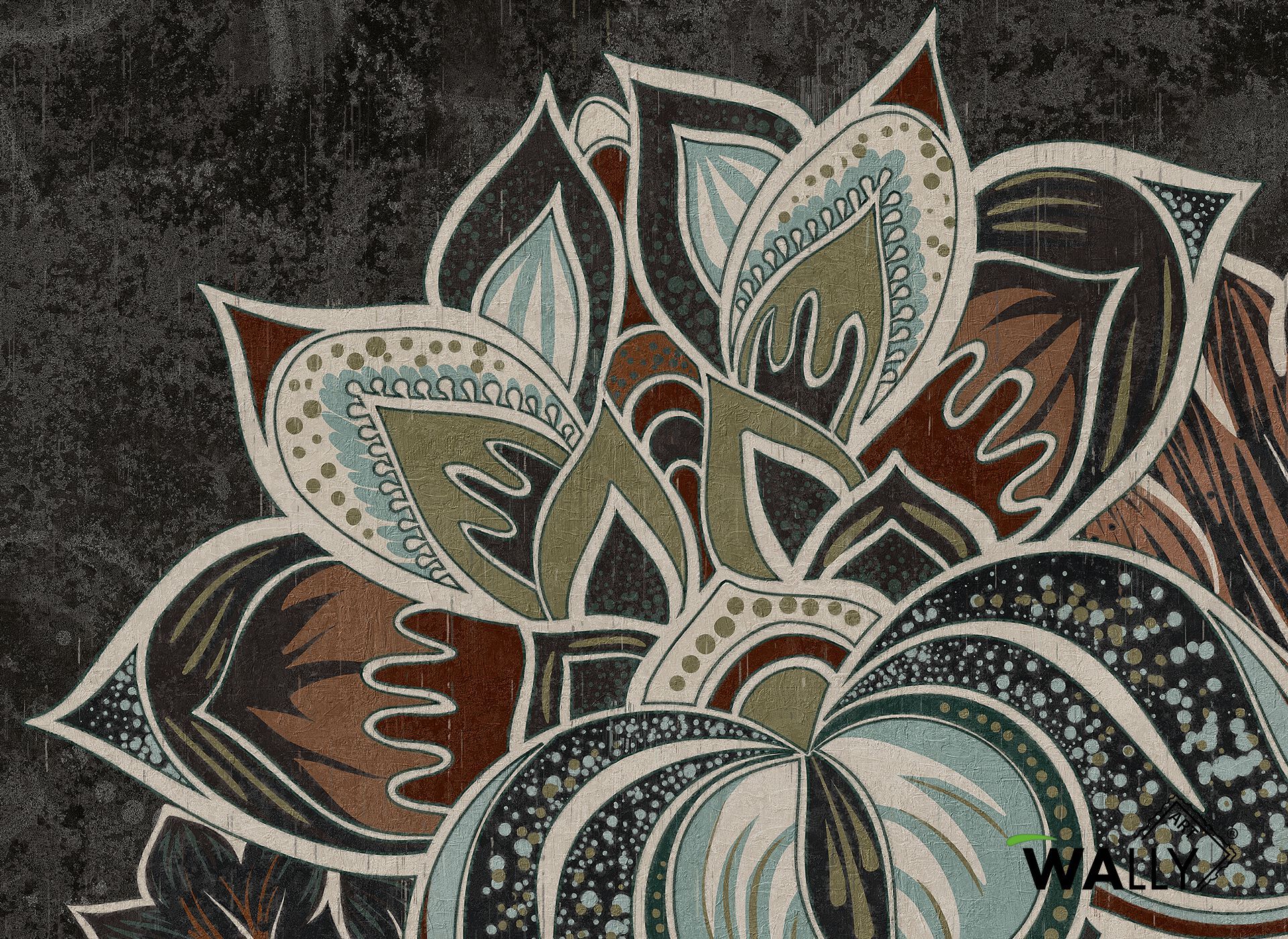 Моющиеся нетканые обои с цветочным рисунком WALLYART Lacollection ARCH-00100688 - Вид №4