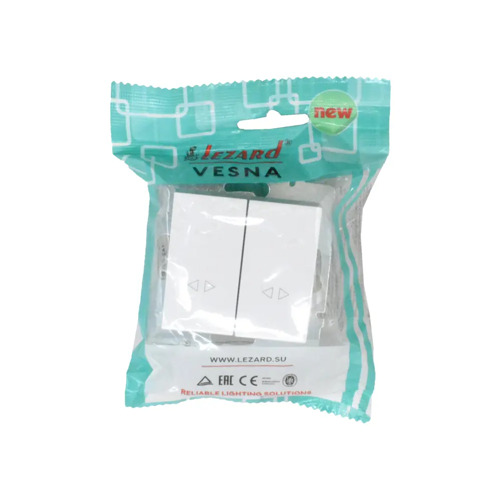 Выключатель перекрестный встраиваемый Lezard Vesna 2 клавиши цвет белый STLM-2201462 - Вид №5