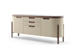 Шкаф с кожаной обивкой с дверцами и ящиками