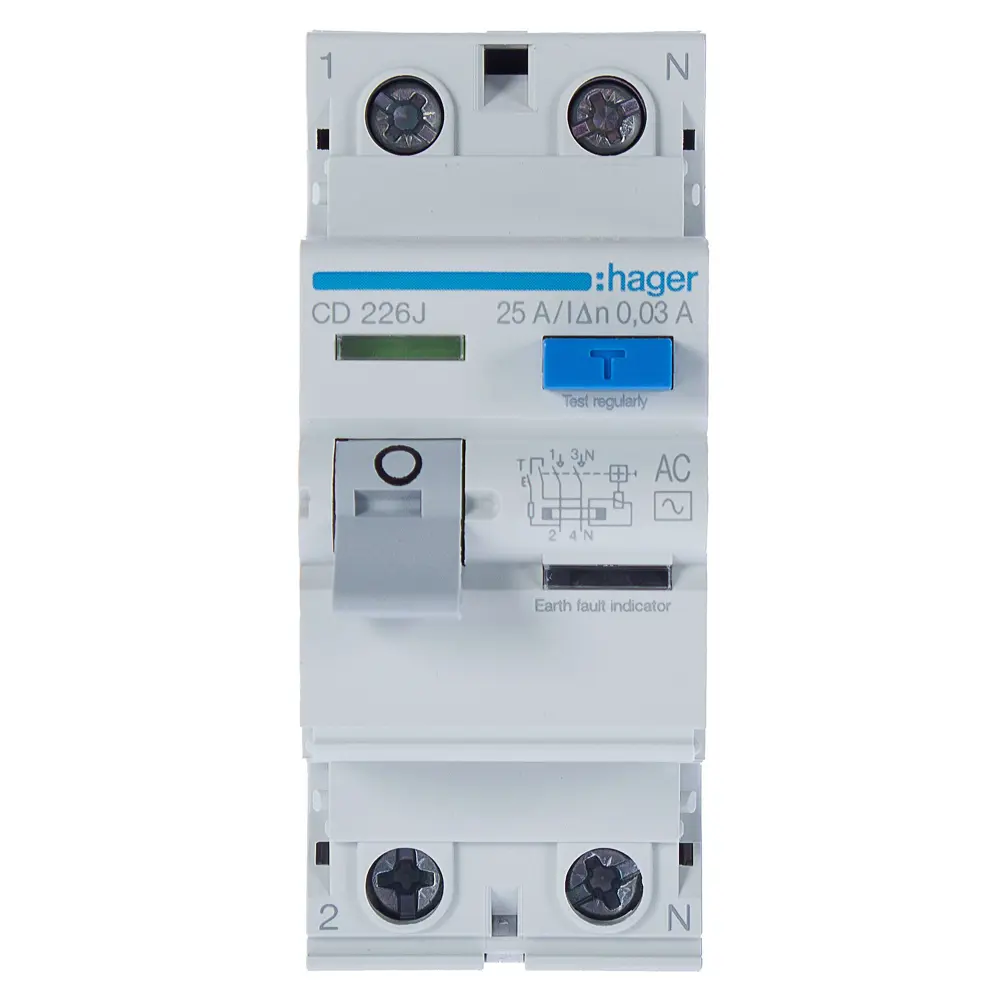 УЗО Hager CD226J 1P N 25 A 30 мА 6 кА AC STLM-2033987 - Вид №1