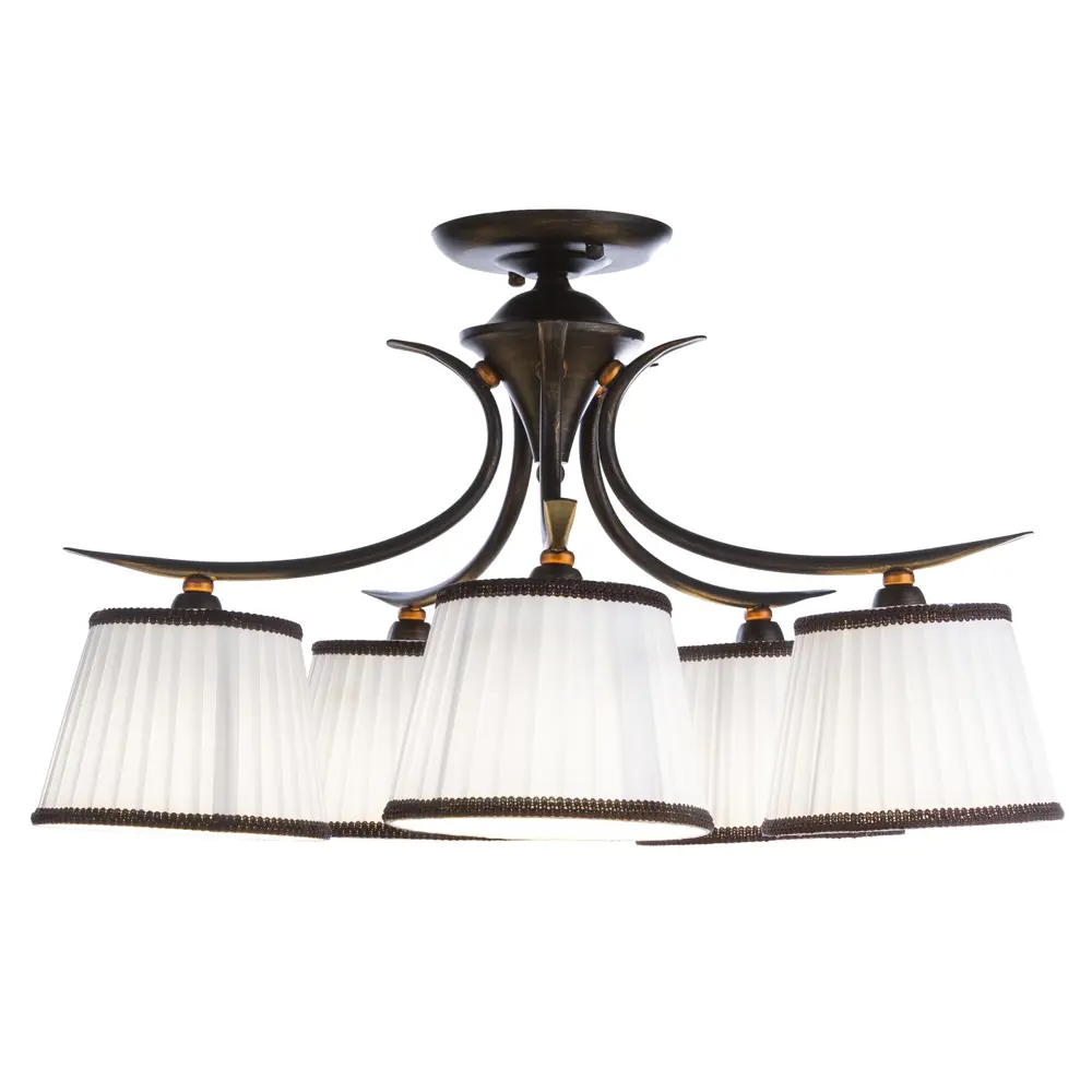 Люстра Irene 5xE14x40 Вт, металл/текстиль, цвет тёмное дерево/белый Arte Lamp STLM-2187519