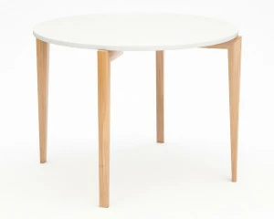 Обеденный стол круглый белый с деревянными ножками 100 см Circus Compact TORY SUN CIRCUS COMPACT 338623 Белый