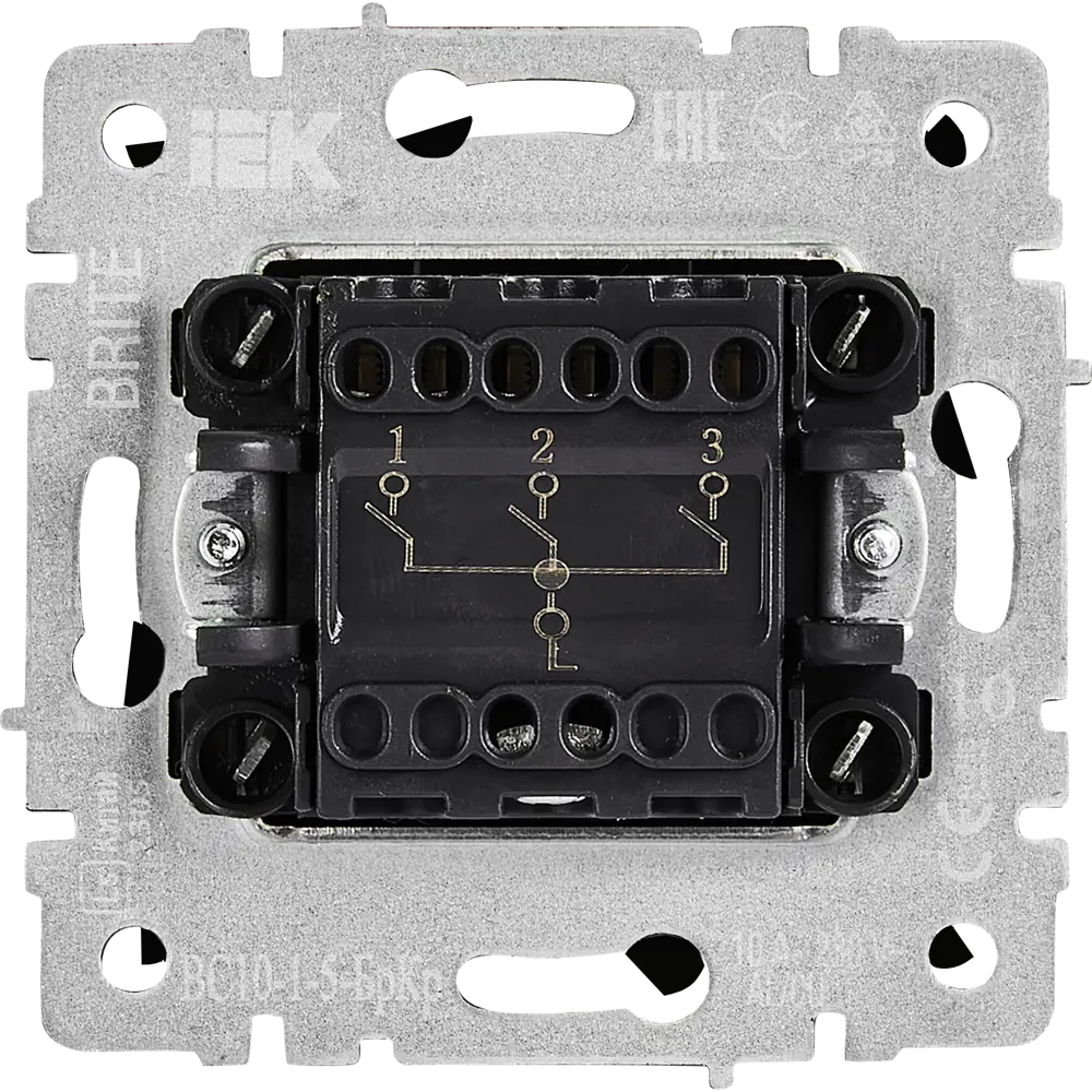 Выключатель IEK Brite 3-клавишный встраиваемый графитовый 87761723 STLM-1113543 - Вид №2
