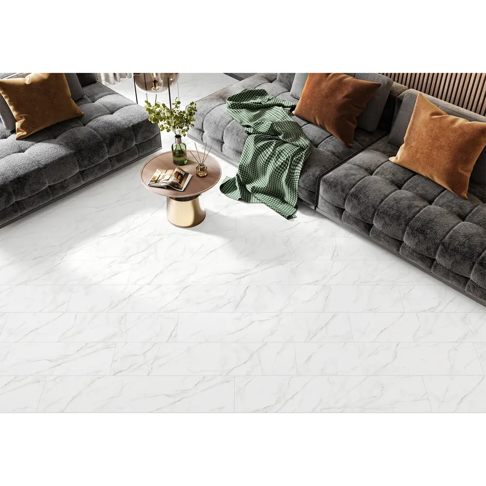 Глазурованный керамогранит Alma Ceramica Ava Calacatta 04 20x90 см 1.62 м² матовый цвет белый STLM-2076366